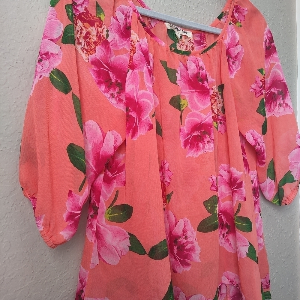 Wishful Park Sheer Floral Top Blouse Size M - Picture 5 of 10